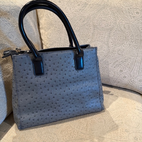 Chic Black and Gray Ostrich Textured Women's Satchel - Picture 2 of 8